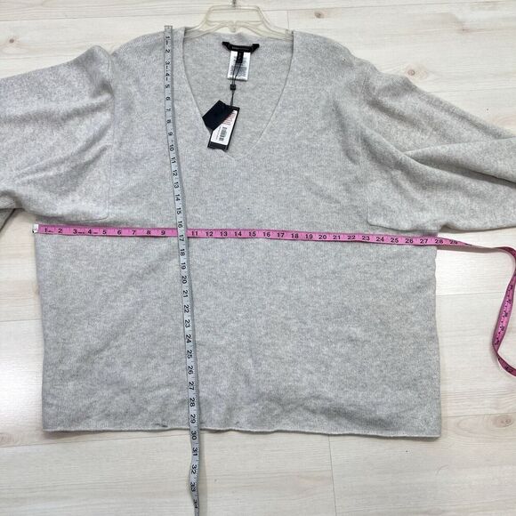 NWT BCBGMAXAZRIA Masha Knit Kimono Oversize Sweater M/L Light Gray Merino Wool - Picture 11 of 13